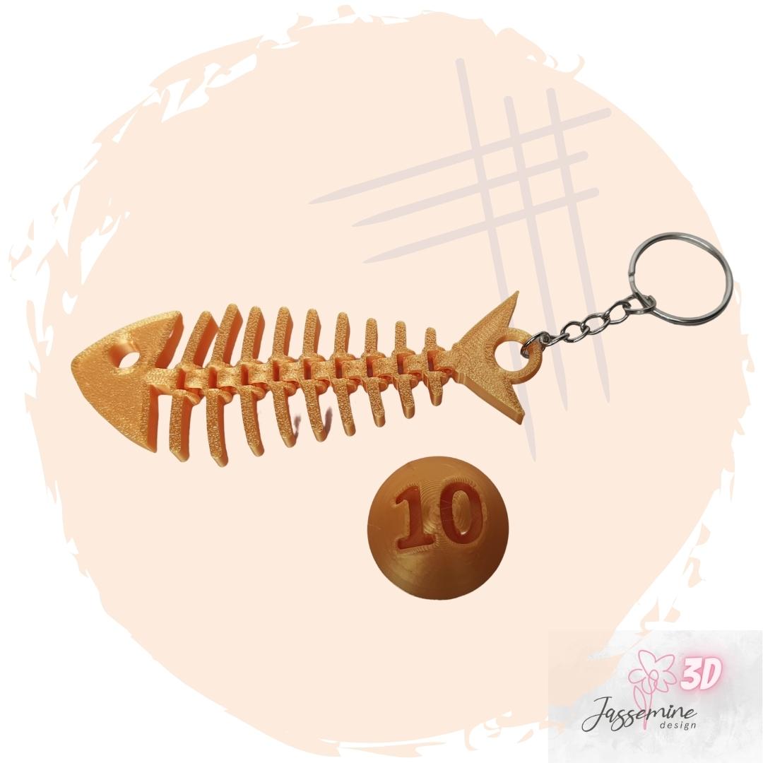 Fish Bone Keychain - 3D Printed